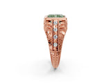 Rose gold Fancy Green Radiant Cut Brilliant Milgrain Filigree Diamond Ring with Square Prong Setting_2