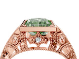 Rose gold Fancy Green Radiant Cut Brilliant Milgrain Filigree Diamond Ring with Square Prong Setting_4