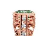 Rose gold Fancy Green Radiant Cut Brilliant Milgrain Filigree Diamond Ring with Square Prong Setting_5