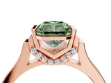 Rose gold Fancy Green Radiant Cut Brilliant Solitaire Diamond Ring with Channel Set Band and Bar Prong Setting_4