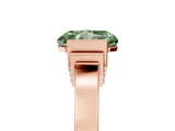 Rose gold Fancy Green Radiant Cut Brilliant Solitaire Diamond Ring with Channel Set Band and Bar Prong Setting_5