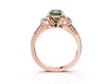 Rose gold Fancy Green Radiant Cut Brilliant Three-Stone Diamond Ring with Pavé Band and Four-Prong Setting_6
