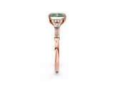 Rose gold Fancy Green Radiant Cut Brilliant Three-Stone Pave Band with Four-Prong Setting_2