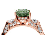 Rose gold Fancy Green Radiant Cut Brilliant Three-Stone Pave Band with Four-Prong Setting_4