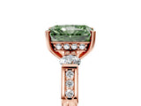 Rose gold Fancy Green Radiant Cut Brilliant Three-Stone Pave Band with Four-Prong Setting_5