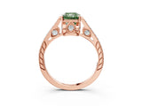 Rose gold Fancy Green Radiant  Cut Cathedral Pave Diamond Engagement Ring with Six-Prong Setting_36