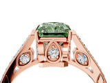 Rose gold Fancy Green Radiant  Cut Cathedral Pave Diamond Engagement Ring with Six-Prong Setting_37
