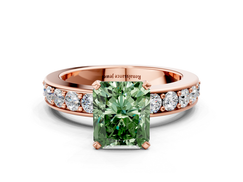 Rose gold Fancy Green Radiant  Cut Channel Set Diamond Engagement Ring with Four-Prong Setting_204