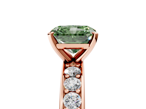 Rose gold Fancy Green Radiant  Cut Channel Set Diamond Engagement Ring with Four-Prong Setting_208