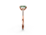 Rose gold Fancy Green Radiant  Cut Channel Set Solitaire Engagement Ring with Four-Prong Setting_227