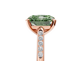 Rose gold Fancy Green Radiant  Cut Channel Set Solitaire Engagement Ring with Four-Prong Setting_230