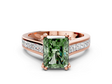 Rose gold Fancy Green Radiant  Cut Channel Set Solitaire Engagement Ring with Prong Setting_20