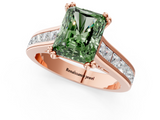 Rose gold Fancy Green Radiant  Cut Channel Set Solitaire Engagement Ring with Prong Setting_21