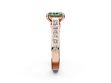 Rose gold Fancy Green Radiant  Cut Channel Set Solitaire Engagement Ring with Prong Setting_22
