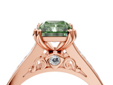 Rose gold Fancy Green Radiant  Cut Channel Set Solitaire Engagement Ring with Prong Setting_24