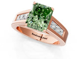 Rose gold Fancy Green Radiant Cut Cut Channel Set Solitaire Ring with Four-Prong Setting_1
