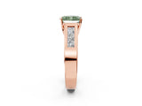 Rose gold Fancy Green Radiant Cut Cut Channel Set Solitaire Ring with Four-Prong Setting_2