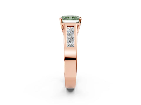 Rose gold Fancy Green Radiant Cut Cut Channel Set Solitaire Ring with Four-Prong Setting_2