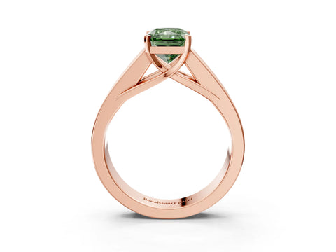 Rose gold Fancy Green Radiant Cut Cut Channel Set Solitaire Ring with Four-Prong Setting_3