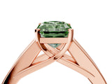 Rose gold Fancy Green Radiant Cut Cut Channel Set Solitaire Ring with Four-Prong Setting_4