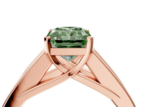 Rose gold Fancy Green Radiant Cut Cut Channel Set Solitaire Ring with Four-Prong Setting_4