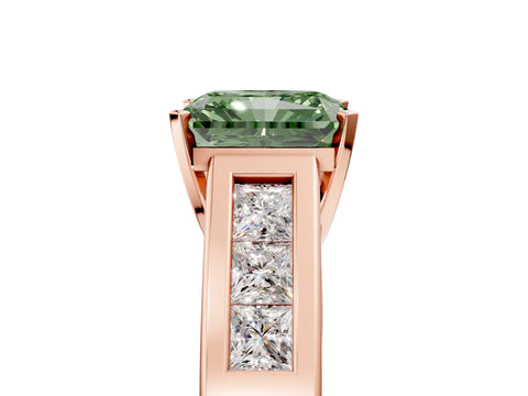 Rose gold Fancy Green Radiant Cut Cut Channel Set Solitaire Ring with Four-Prong Setting_5