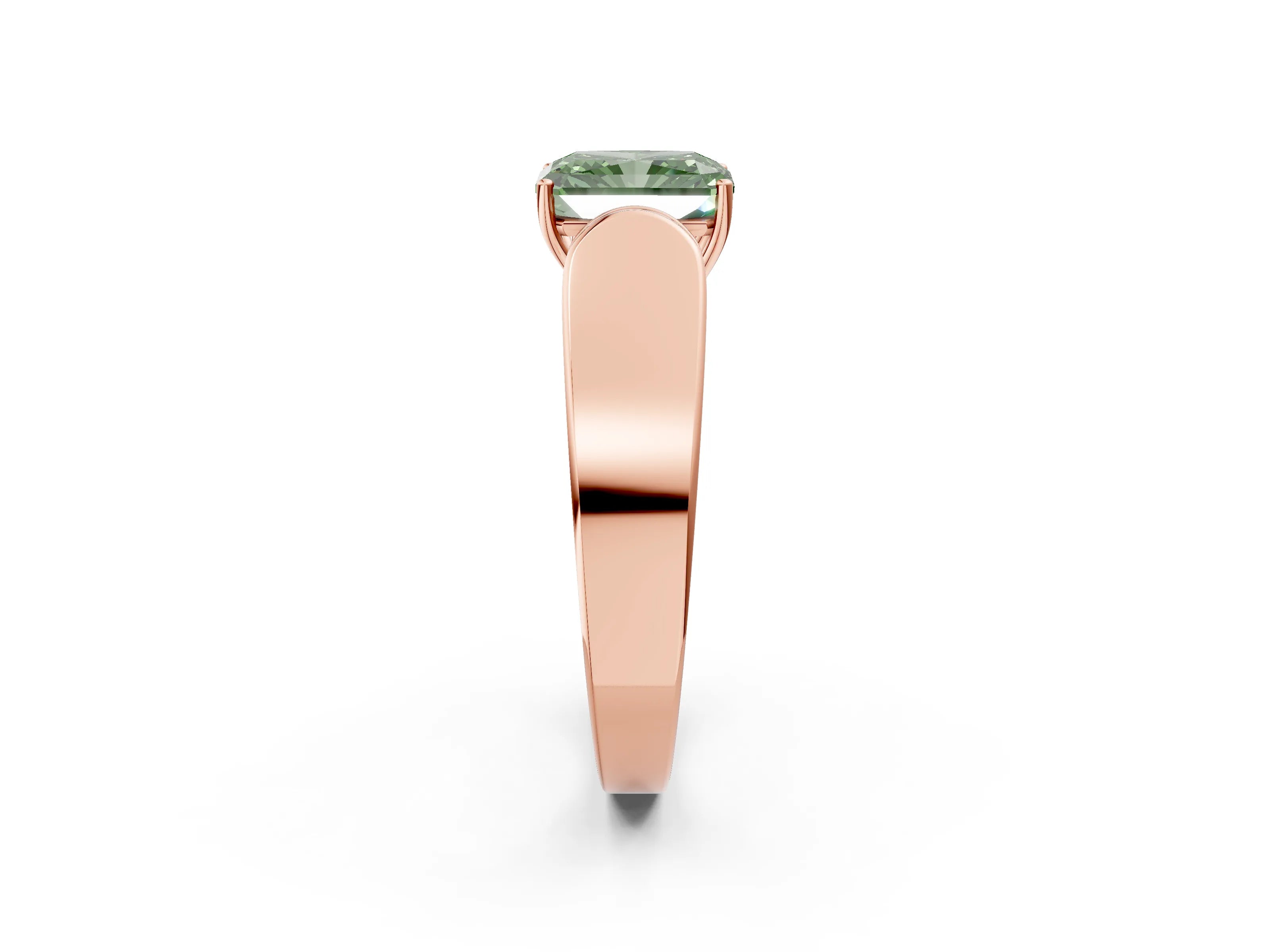 Rose gold Fancy Green Radiant Cut Cut Diamond Channel Set Solitaire Ring with Four-Prong Setting_2