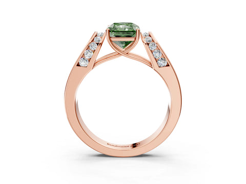 Rose gold Fancy Green Radiant Cut Cut Diamond Channel Set Solitaire Ring with Four-Prong Setting_3