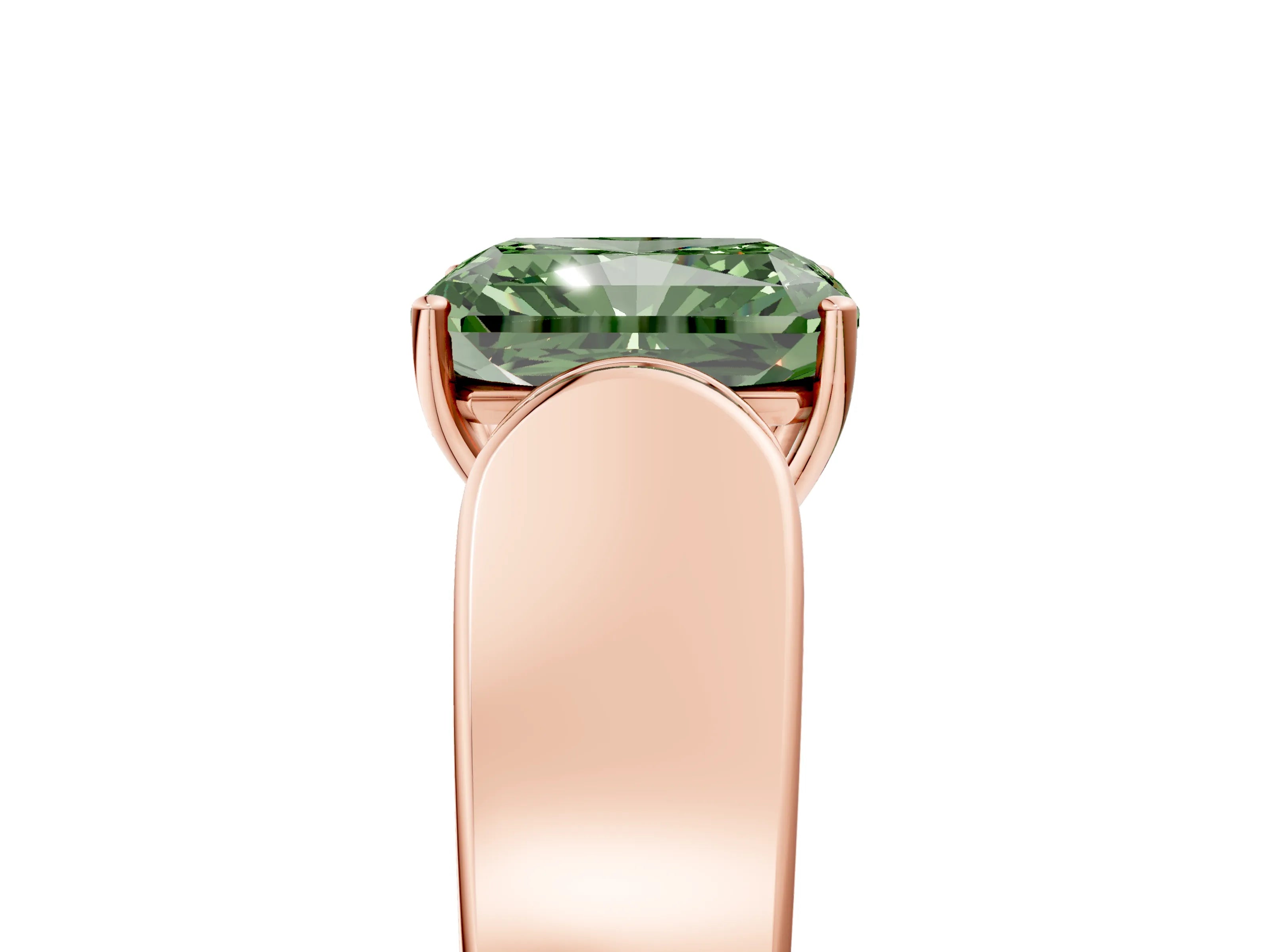 Rose gold Fancy Green Radiant Cut Cut Diamond Channel Set Solitaire Ring with Four-Prong Setting_5