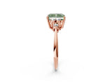 Rose gold Fancy Green Radiant Cut Cut Diamond Cluster Ring with Solitaire Band and Four-Prong Setting_2