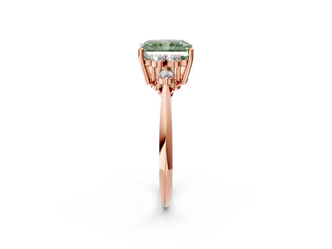 Rose gold Fancy Green Radiant Cut Cut Diamond Cluster Ring with Solitaire Band and Four-Prong Setting_2