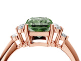 Rose gold Fancy Green Radiant Cut Cut Diamond Cluster Ring with Solitaire Band and Four-Prong Setting_4