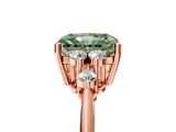 Rose gold Fancy Green Radiant Cut Cut Diamond Cluster Ring with Solitaire Band and Four-Prong Setting_5