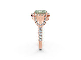 Rose gold Fancy Green Radiant Cut Cut Diamond Halo Engagement Ring with Open Split Pavé Band_2