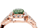 Rose gold Fancy Green Radiant Cut Cut Diamond Halo Engagement Ring with Open Split Pavé Band_4