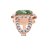 Rose gold Fancy Green Radiant Cut Cut Diamond Halo Engagement Ring with Open Split Pavé Band_5