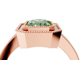 Rose gold Fancy Green Radiant Cut-Cut Diamond Halo Engagement Ring with Pave Band and Prong Setting_4