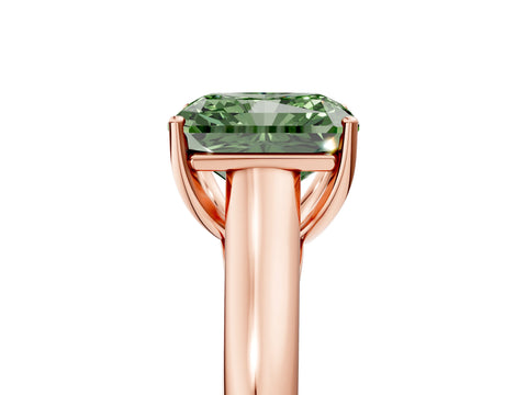 Rose gold Fancy Green Radiant Cut Cut Diamond Solitaire Engagement Ring with Tapered Plain Band and Four-Prong Setting_5