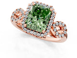Rose gold Fancy Green Radiant Cut Cut Halo Diamond Infinity Band with Four-Prong Setting_1