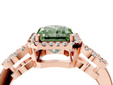 Rose gold Fancy Green Radiant Cut Cut Halo Diamond Infinity Band with Four-Prong Setting_4