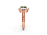 Rose gold Fancy Green Radiant Cut Cut Halo Diamond Pavé Engagement Ring with Milgrain Detailing_2