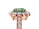 Rose gold Fancy Green Radiant Cut Cut Halo Diamond Pavé Engagement Ring with Milgrain Detailing_5