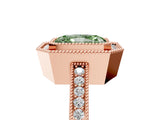 Rose gold Fancy Green Radiant Cut Cut Halo Pavé Diamond Ring_5