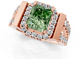 Rose gold Fancy Green Radiant Cut Cut Halo Split Shank Prong Set Ring_1