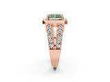 Rose gold Fancy Green Radiant Cut Cut Halo Split Shank Prong Set Ring_2