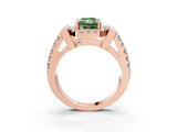 Rose gold Fancy Green Radiant Cut Cut Halo Split Shank Prong Set Ring_3