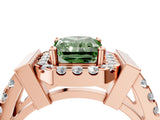 Rose gold Fancy Green Radiant Cut Cut Halo Split Shank Prong Set Ring_4