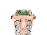 Rose gold Fancy Green Radiant Cut Cut Halo Split Shank Prong Set Ring_5