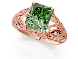 Rose gold Fancy Green Radiant Cut Cut Milgrain Pave Diamond Engagement Ring with Four-Prong Setting_28