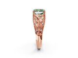 Rose gold Fancy Green Radiant Cut Cut Milgrain Pave Diamond Engagement Ring with Four-Prong Setting_29